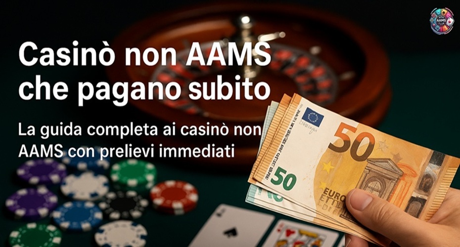 Logo Casinò Non AAMS Club con roulette, carte da gioco e fiches, simbolo di casinò internazionali non regolati da ADM