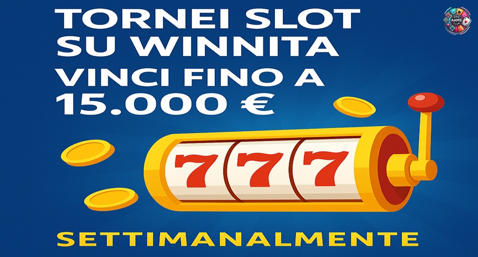 Banner promozionale dei tornei slot su Winnita Casinò con premio fino a 15.000 euro