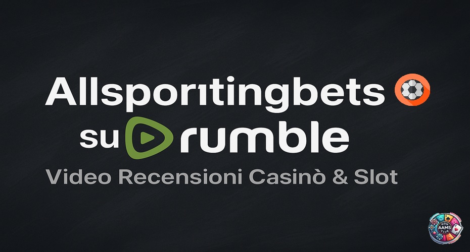 Banner Allsportingbets su Rumble con recensioni video di casinò e slot online
