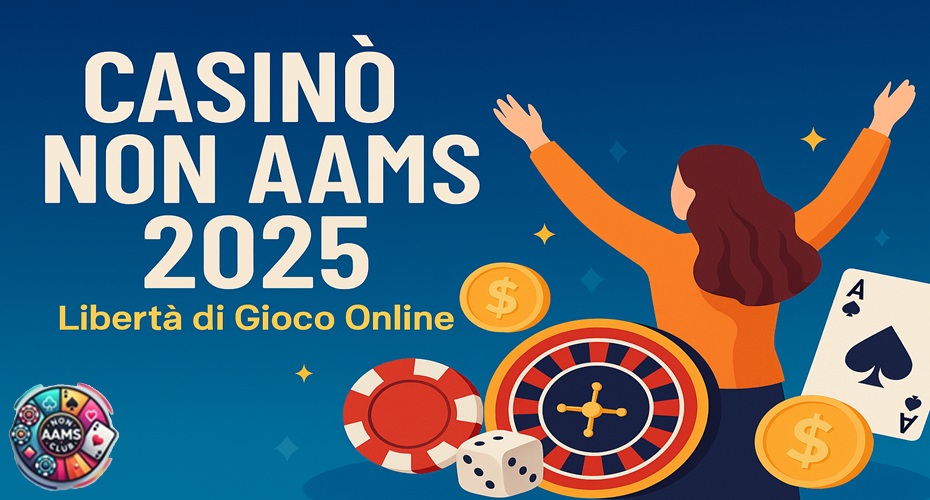Copertina articolo Casinò Non AAMS 2025 con giocatrice, roulette, fiches e carte da gioco