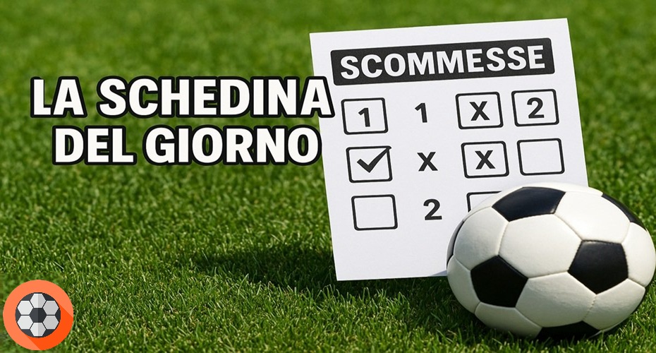 Schedina sportiva Allsportingbets compilata su prato verde con pallone da calcio