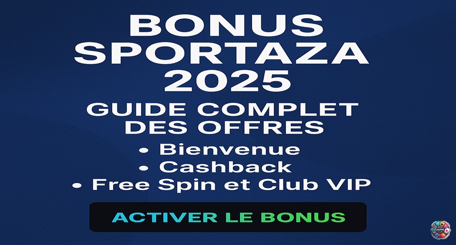 Bonus Sportaza 2025 avec offres de bienvenue, cashback, free spins et Club VIP
