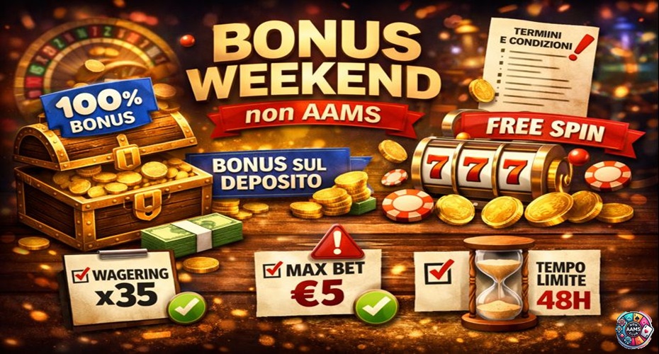 Bonus Weekend casinò non AAMS con bonus deposito e free spin