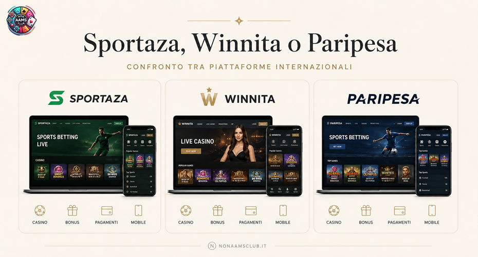 Sportaza Winnita Paripesa confronto tra casino online, bonus, scommesse sportive, pagamenti e mobile