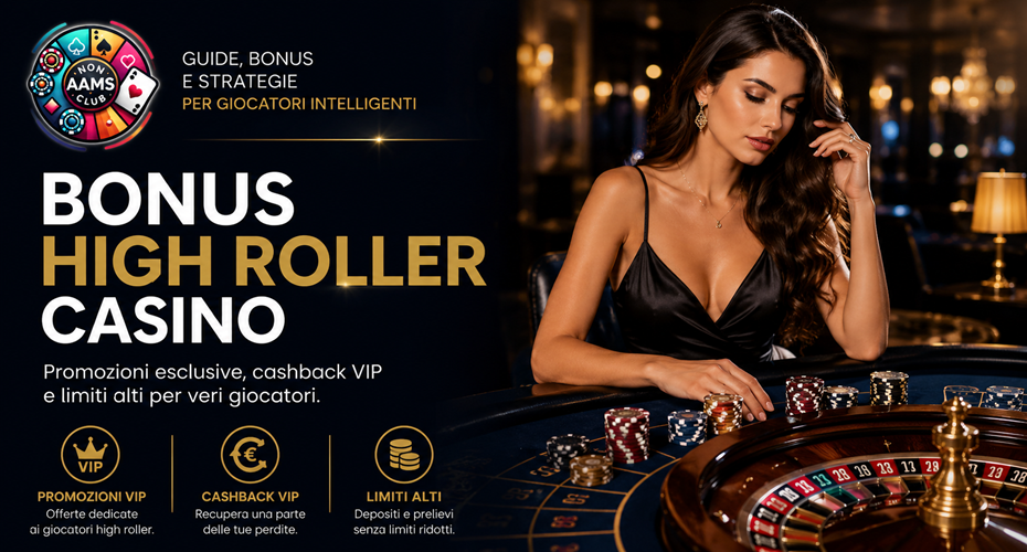 Bonus high roller casino con logo Nonaamsclub, ragazza elegante, fiches, roulette e atmosfera VIP