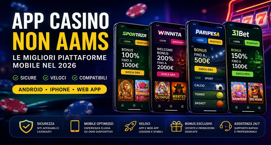 App casino non AAMS per Android e iPhone con Sportaza, Winnita, Paripesa e 31Bet