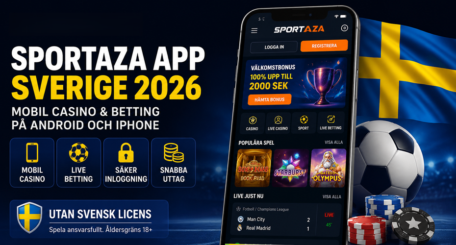 Sportaza app Sverige med mobil casino och betting på Android och iPhone