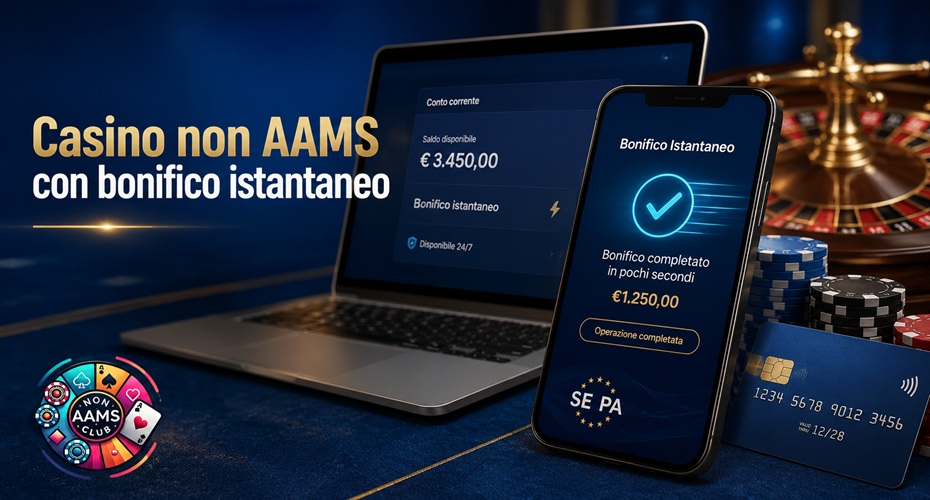 Casino non AAMS con bonifico istantaneo SEPA Instant per depositi e prelievi bancari