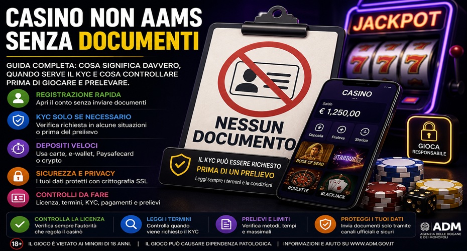 Casino non AAMS senza documenti con KYC, verifica identità e controlli prima del prelievo