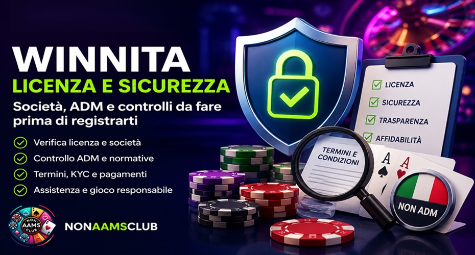 Winnita licenza e sicurezza con controlli ADM, KYC, società e pagamenti